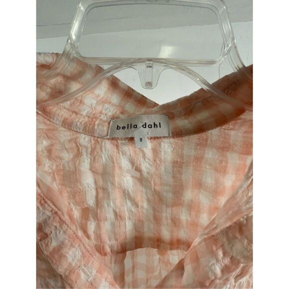 Bella Dahl NWT Semi Sheer Peach Plaid Shirt Size S - Picture 6 of 8